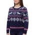 Maglione natalizio blu da donna con ricamo fiocchi di neve e renne, Abbigliamento Donna, SKU o936000046, Immagine 0